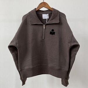 Isabel Marant Dark Brown Quarter-Zip Sweatshirt